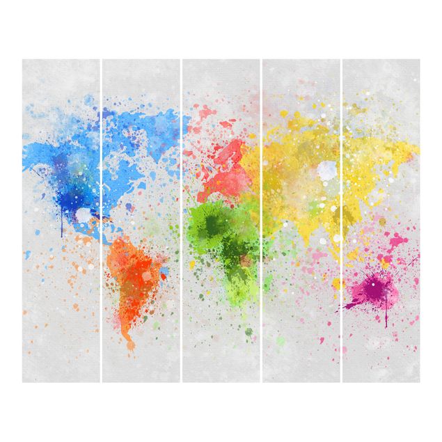 Zasłony panele Mapa świata z kolorowym rozbryzgiem