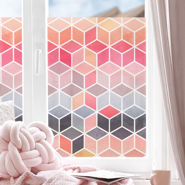 Folia okienna do sypialni Kolorowa pastelowa geometria