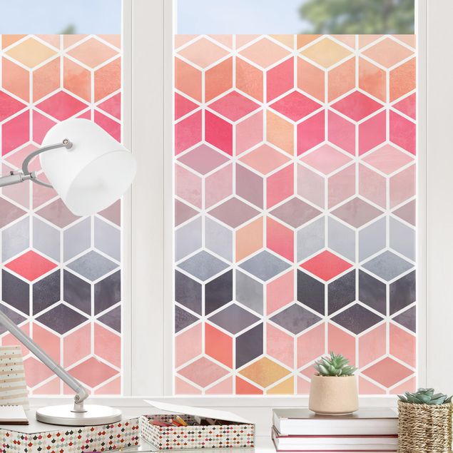 Folia okienna do salonu Kolorowa pastelowa geometria