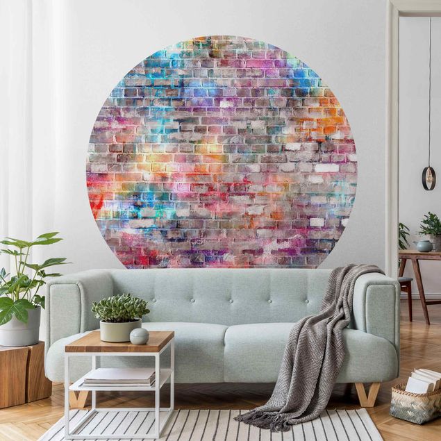 Fototapety cegła Kolorowa ściana z cegły w stylu shabby
