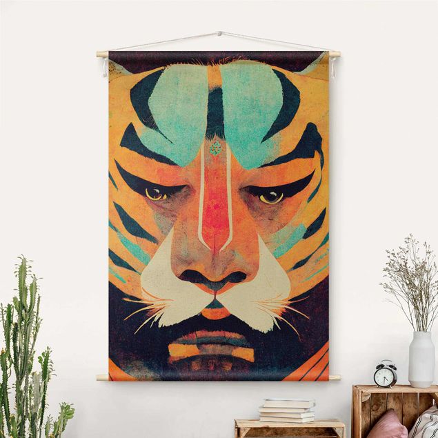 gobelin na ścianę nowoczesne Colourful Tiger Illustration