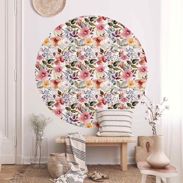 Dekoracja do kuchni Kolorowa mieszanka kwiatów z akwarelą