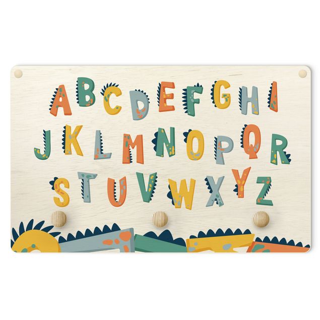 Dziecięcy wieszak ścienny - Kolorowy alfabet dino
