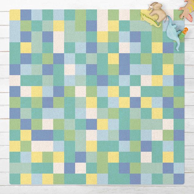Mata korkowa - Plac zabaw z kolorową mozaiką