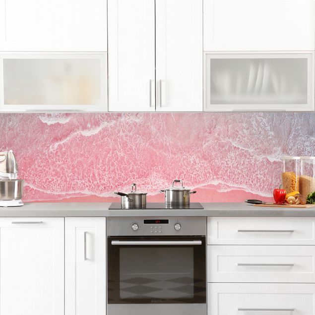 Panel ścienny do kuchni - Ocean w kolorze różowym