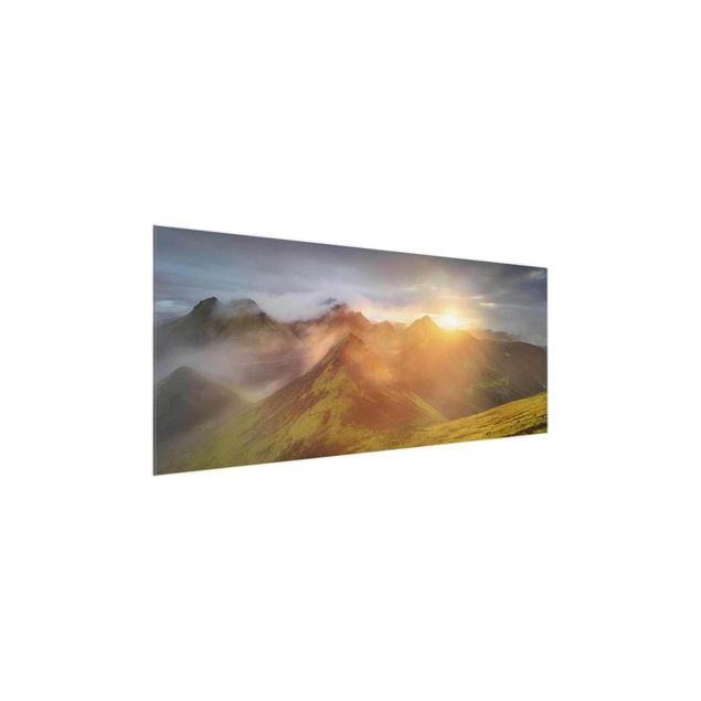 Obrazy na szkle krajobraz Storkonufell na tle wschodzącego słońca