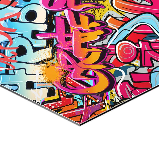 Obraz heksagonalny z Alu-Dibond - HipHop Graffiti