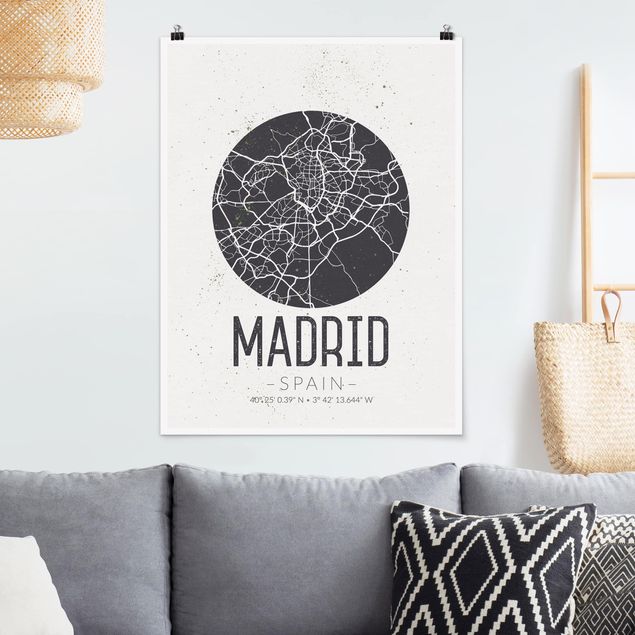 Dekoracja do kuchni Mapa miasta Madryt - Retro