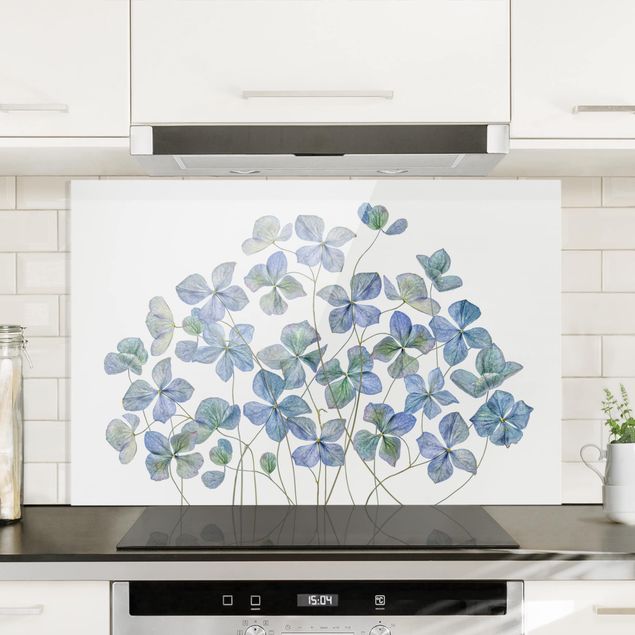 Dekoracja do kuchni Błękitne kwiaty hortensji