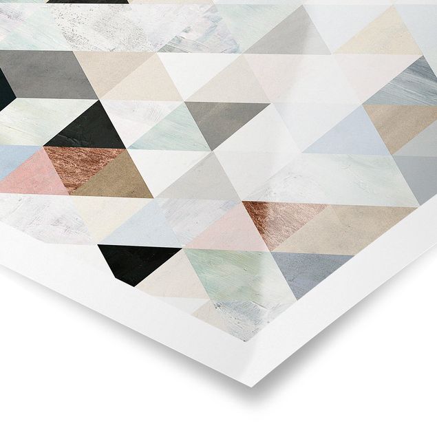 Plakaty vintage Mozaika akwarelowa z trójkątami I