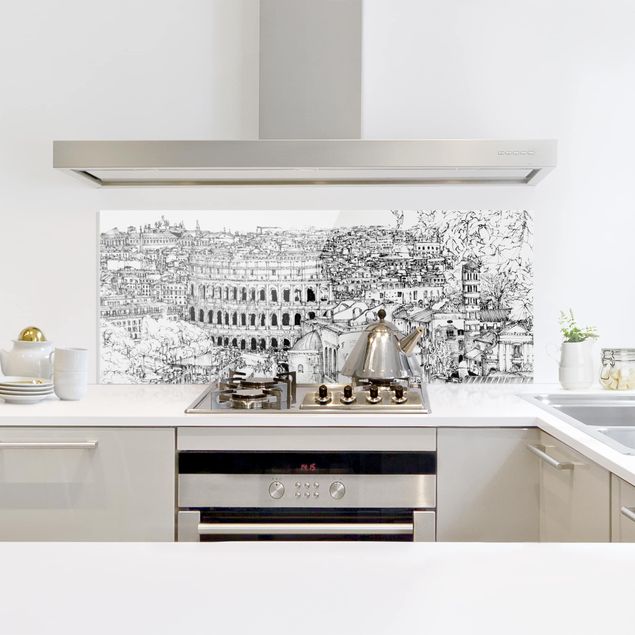 Panel szklany do kuchni Studium miasta - Rzym