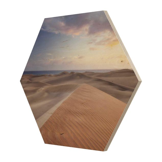 Obraz heksagonalny z drewna - Widok z wydmy
