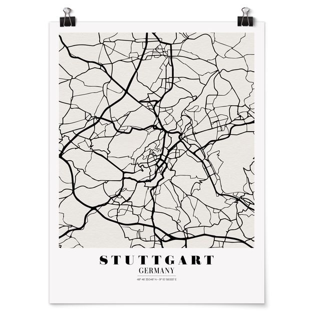 Obrazy powiedzenia Mapa miasta Stuttgart - Klasyczna