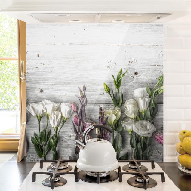 Dekoracja do kuchni Tulipanowa róża Shabby Wood Look