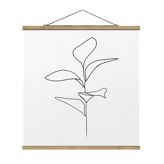 Nowoczesne obrazy Line Art Liście roślin Czarne Białe