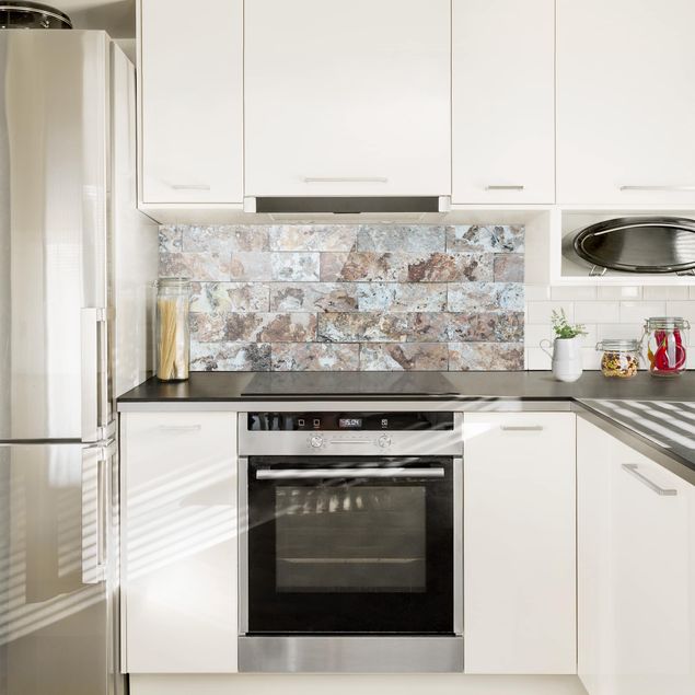 Panele szklane do kuchni Naturalna ściana z kamienia marmurowego