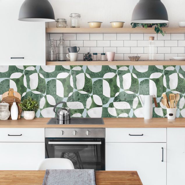 Panel ścienny do kuchni - Wzór żywych kamieni w kolorze zielonym