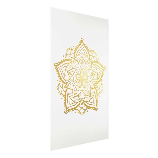 Obrazy do salonu Mandala Flower Illustration białe złoto