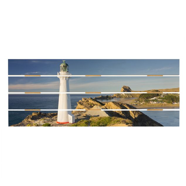 Obrazy drewniane Latarnia morska Castle Point Nowa Zelandia
