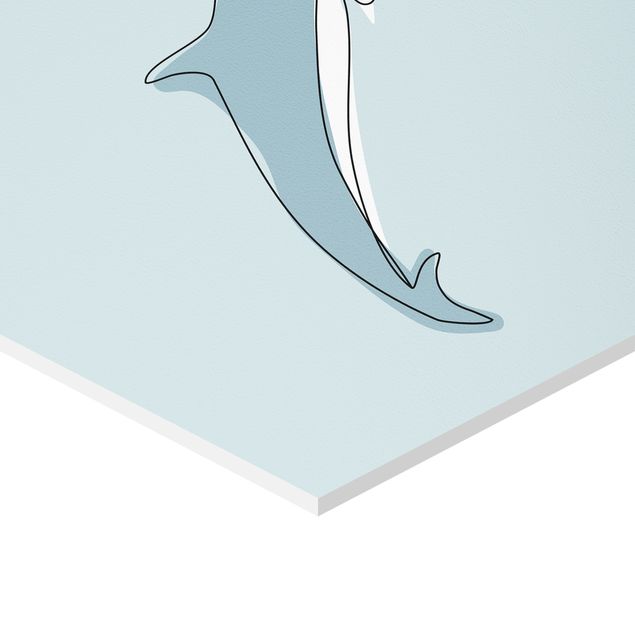 Obraz heksagonalny z Forex 3-częściowy - Dolphin Turtle Seahorse Line Art