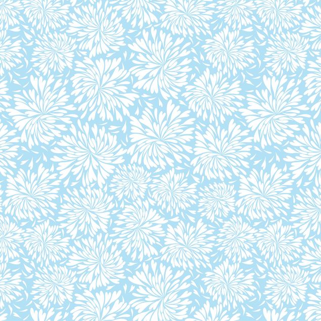 Folia samoprzylepna Nowoczesny skandynawski wzór kwiatowy jasnoniebieski