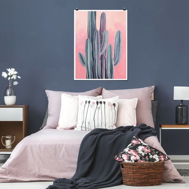 Nowoczesne obrazy do salonu Kaktus na różowo II