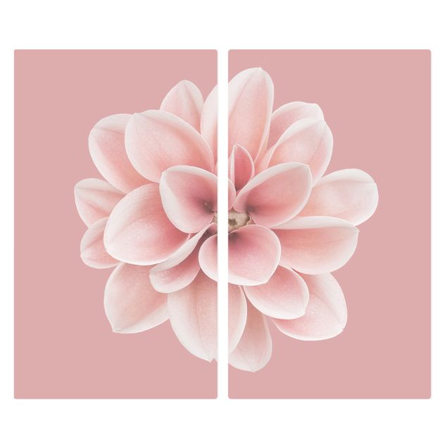 Szklana płyta ochronna na kuchenkę - Dahlia Różowy różowy z wyśrodkowanym kwiatem