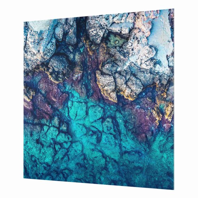 Panel szklany do kuchni - Widok z góry na kolorowe skaliste wybrzeże