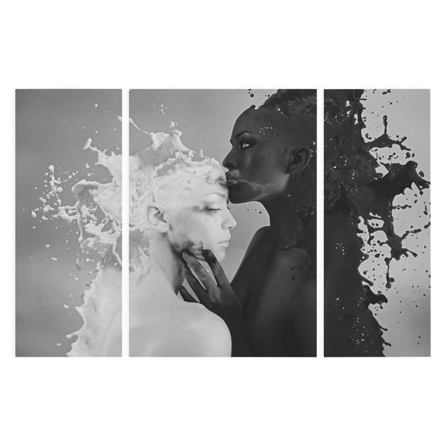 Obrazy portret Mleko i kawa pocałunek czarno-biały