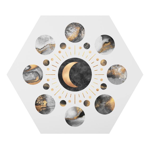 Obrazy nowoczesne Fazy księżyca Abstrakcyjne złoto