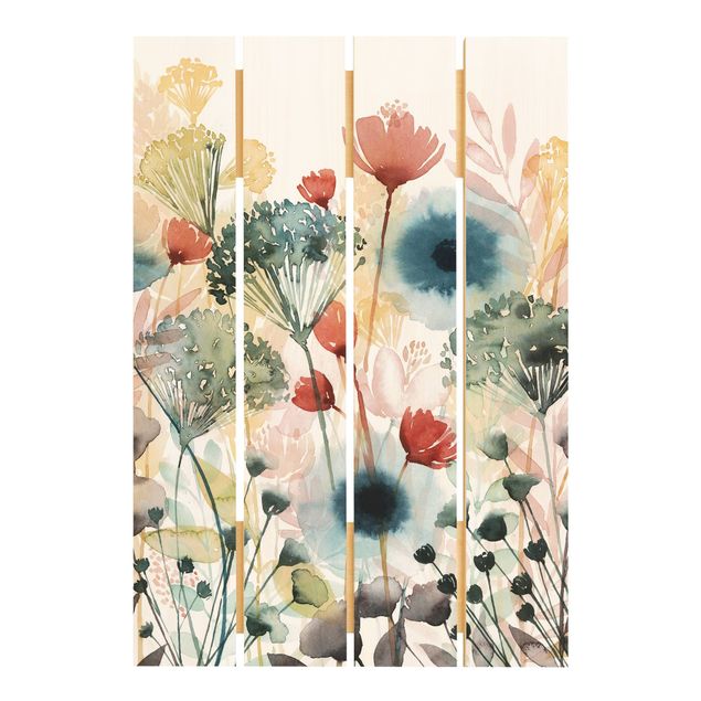 Obraz z drewna - Dzikimi kwiatami w lecie I
