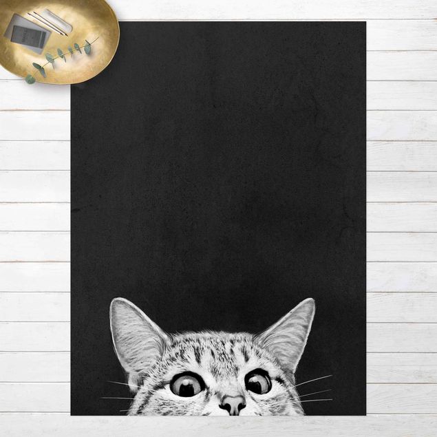 Pokój dziecięcy Ilustracja kot czarno-biały rysunek
