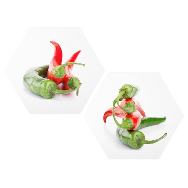 Zielony obraz Czerwone i zielone papryczki chilli
