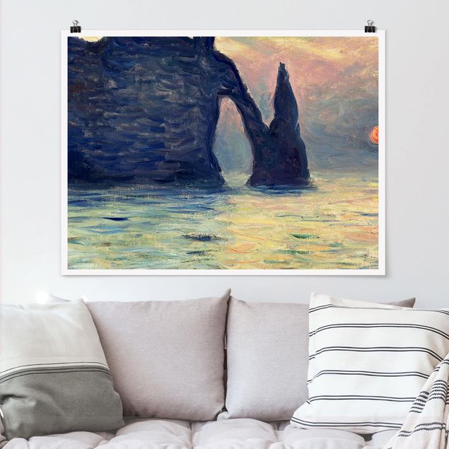 Dekoracja do kuchni Claude Monet - Zachód słońca w skałach