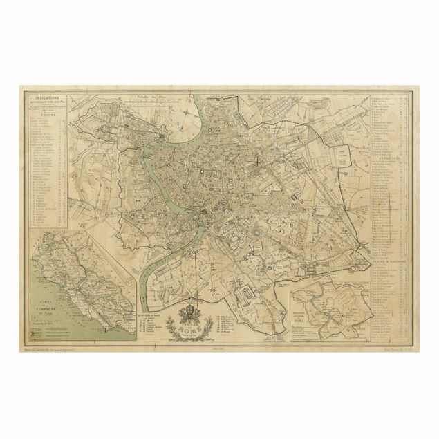 Obrazy Mapa miasta w stylu vintage Rzym antyk
