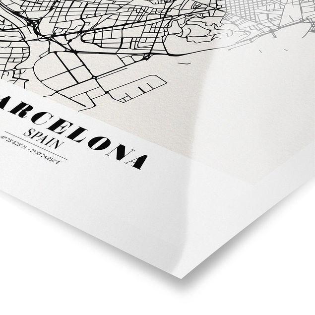Plakaty czarno białe City Map Barcelona - Klasyczna