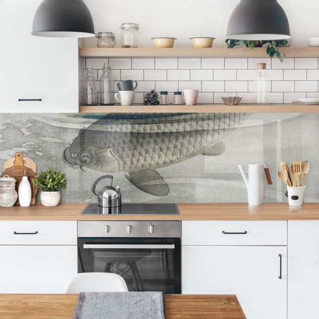 Panele szklane do kuchni Ilustracja w stylu vintage Ryba azjatycka III