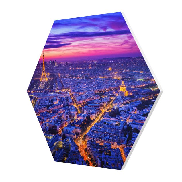 Obraz heksagonalny Paryż nocą
