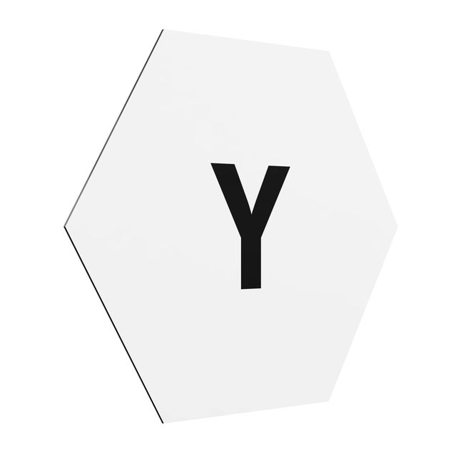 Obraz heksagonalny z Alu-Dibond - Biała litera Y