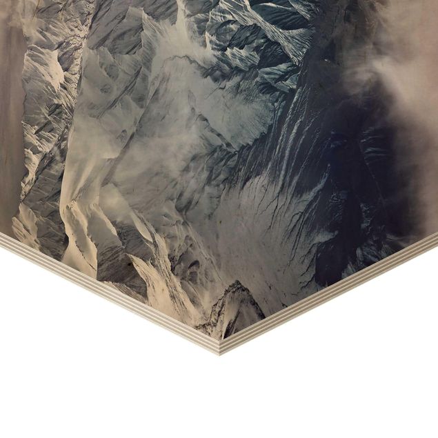 Obraz heksagonalny z drewna - Góry Tybetu