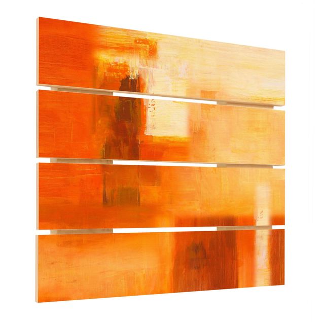 Obraz z drewna - Kompozycja w kolorach pomarańczowym i brązowym 02