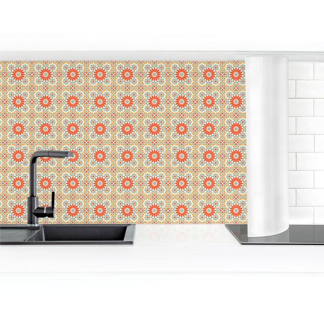 Panel ścienny do kuchni - Orientalny wzór z kolorowymi płytkami