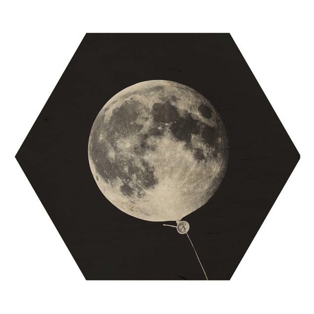 Obrazy drewniane Balon z księżycem