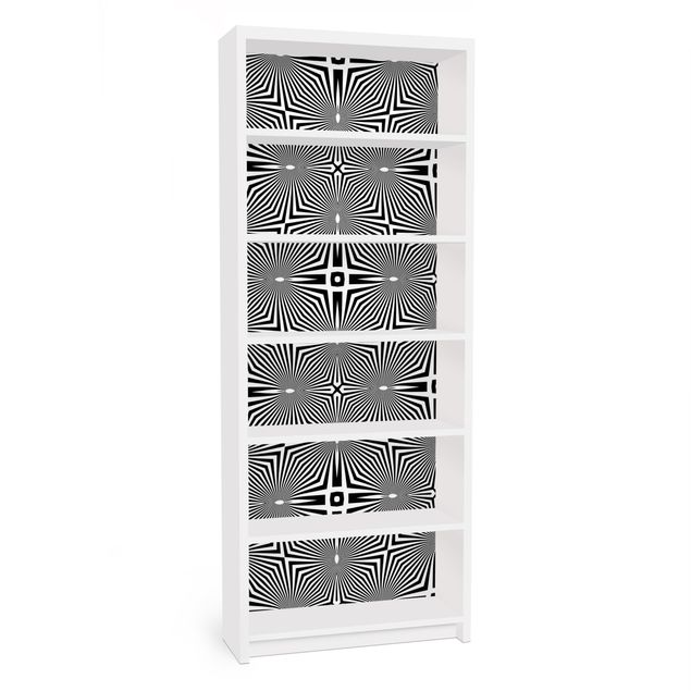 Okleina meblowa IKEA - Billy regał - Abstrakcyjny ornament czarno-biały