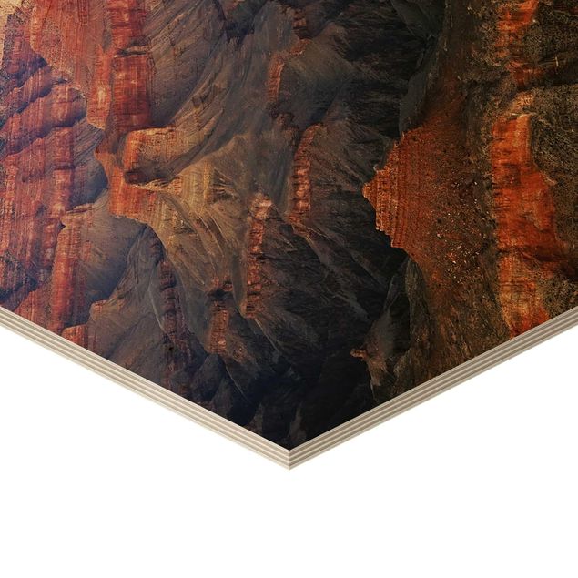 Obraz heksagonalny z drewna - Grand Canyon po zachodzie słońca
