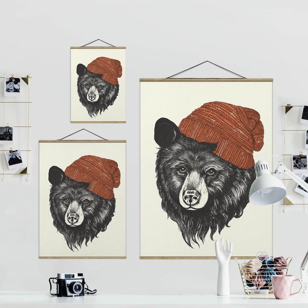 Obrazki czarno białe Ilustracja Niedźwiedź z czerwoną czapką Rysunek