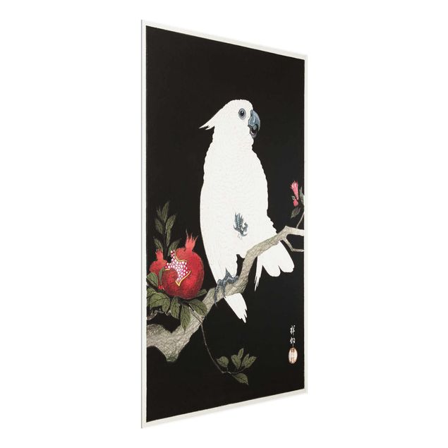 Obrazy na szkle zwierzęta Asian Vintage Illustration White Cockatoo