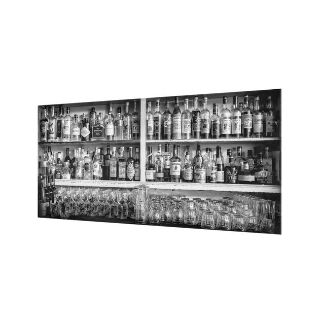 Panel szklany do kuchni - Bar czarno-biały