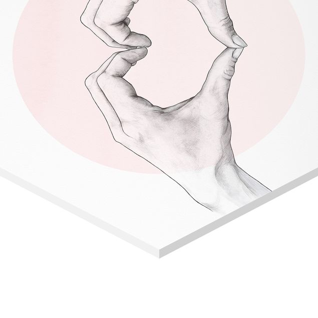 Obraz heksagonalny z Forex 2-częściowy - Ręczne rysunki na różu