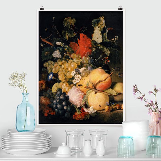 Dekoracja do kuchni Jan van Huysum - Owoce Kwiaty i owady